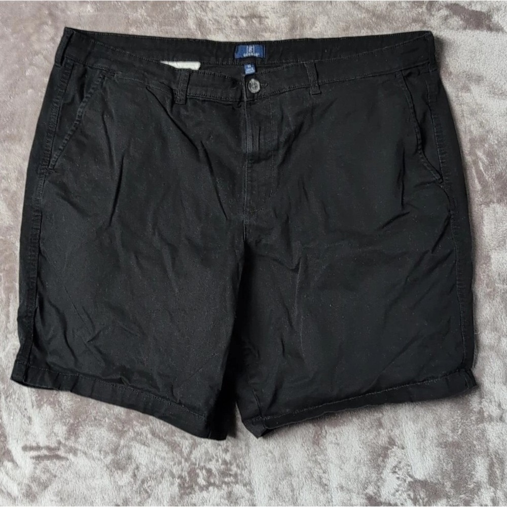 George Chino Cargo Shorts Men's 44W Black Flat Front Stretch Pockets Casual